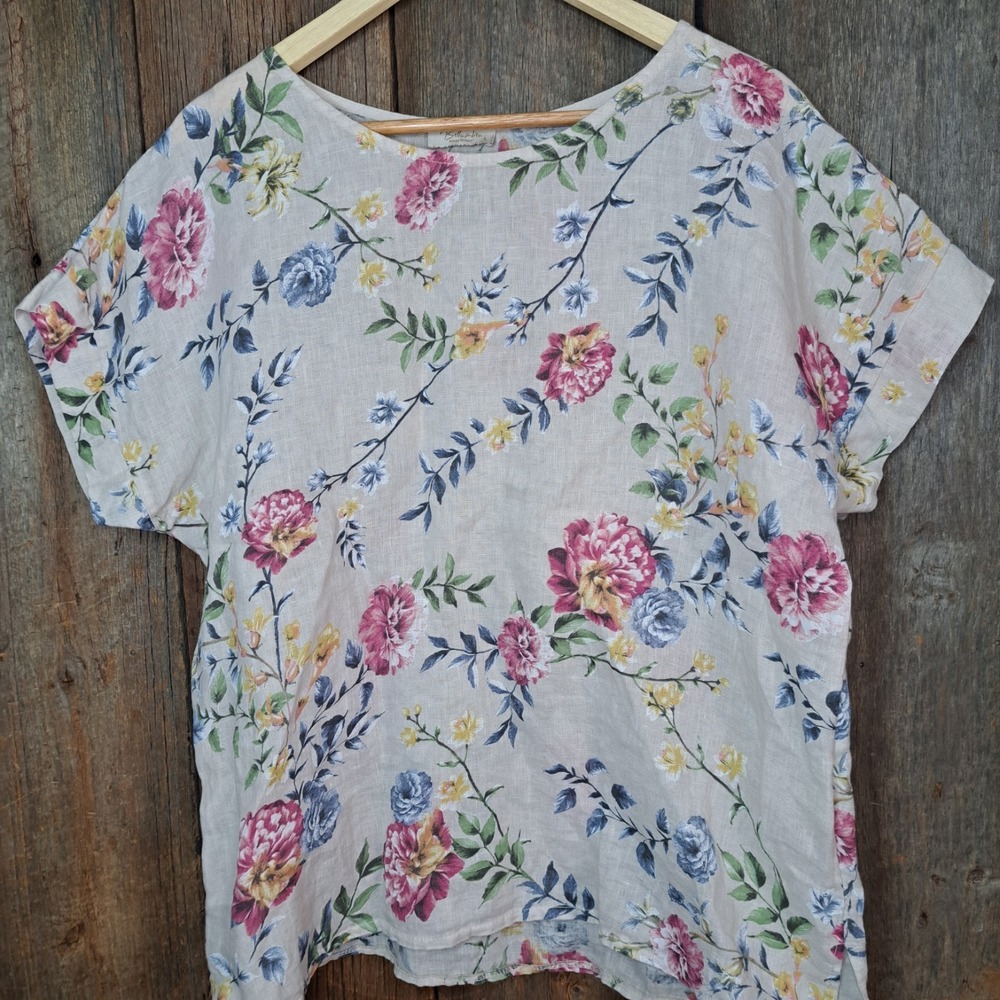 Bella Umbra Women's Linen‎ Ditsy Floral Top, Women's Large